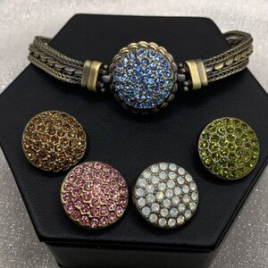 💗BRONZE TOGGLE Snap Button Bracelet with 5 Charms - 18mm/20mm